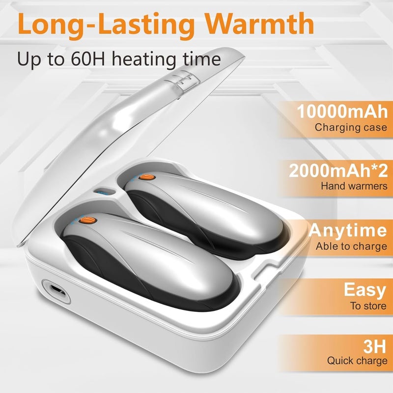 Yuegit Hand Warmers Rechargeable 2Pack,14000mAh Electric Hand Warmers with Charging Case,Quick Charge Portable Heater,Gifts for Christmas,Winter,Outdoor,Camping,Hunting Accessories - Image 2